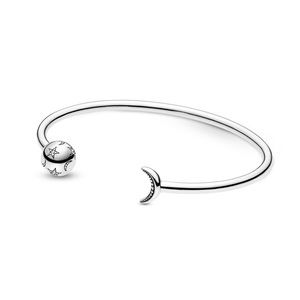 Pandora Silver CZ Moon Star Bangle Bracelet